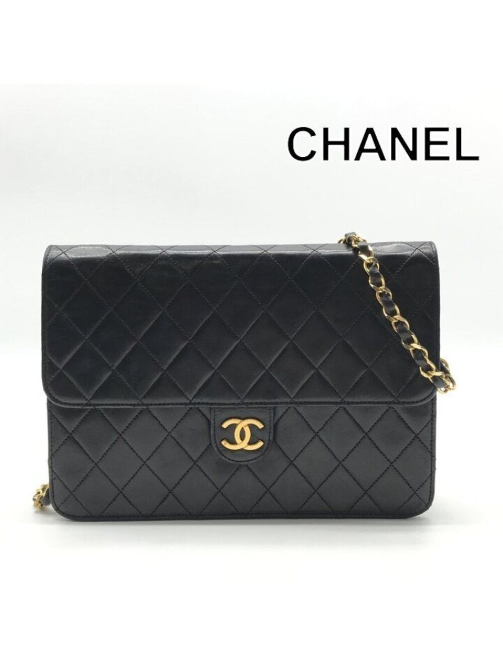 ★SOLD★ Chanel CC Logo Quilted Leather Che Hmm Shoulder Bag LadyBlack - Picture 1 of 10